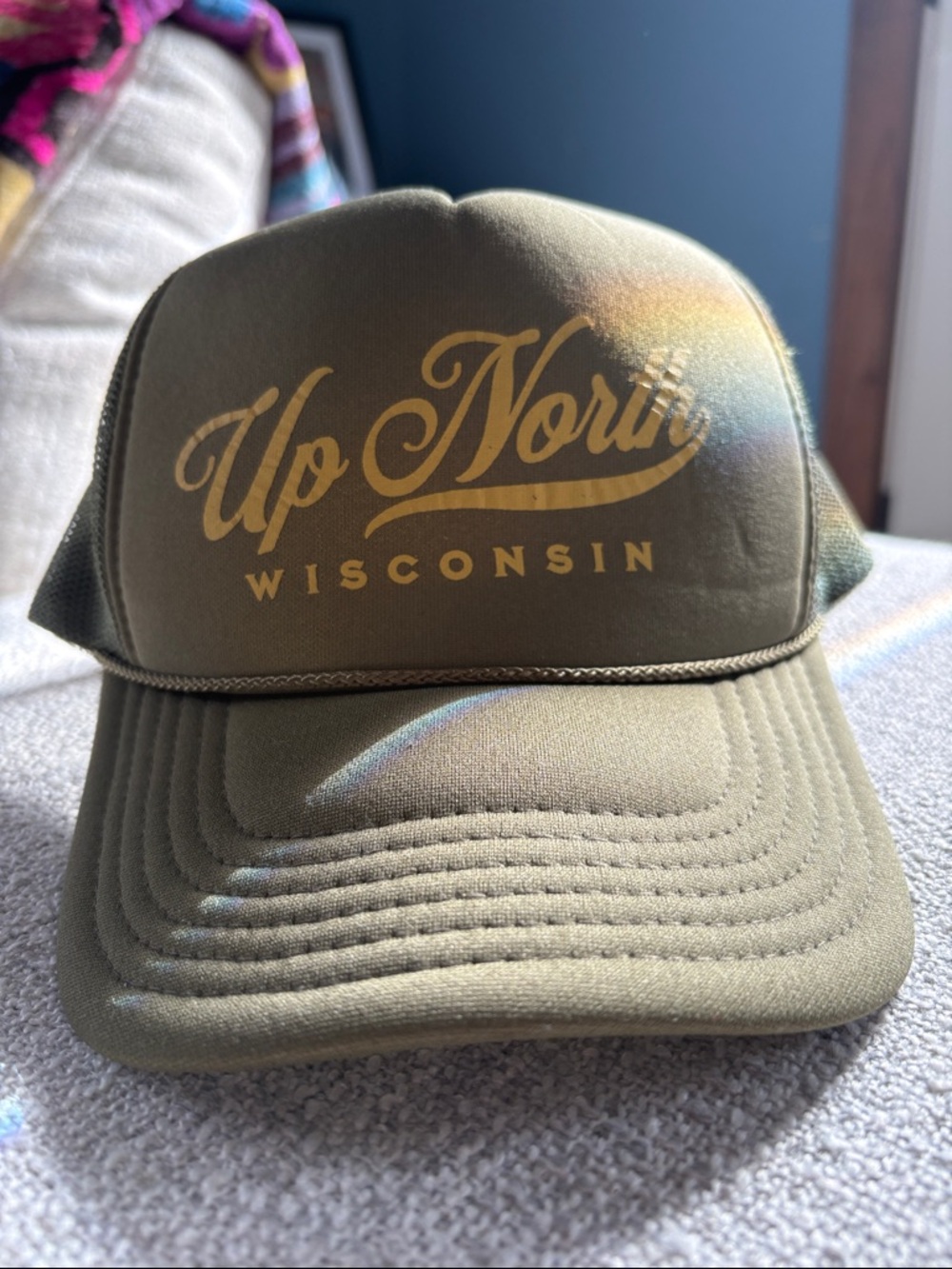 OTTO‎ Olive Green Up North Wisconsin Trucker Hat Mesh Snapback Cap 39-165